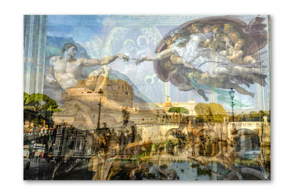 Renaissance Sistine Chapel and Rome photograph mounted under acrylic glass, front view