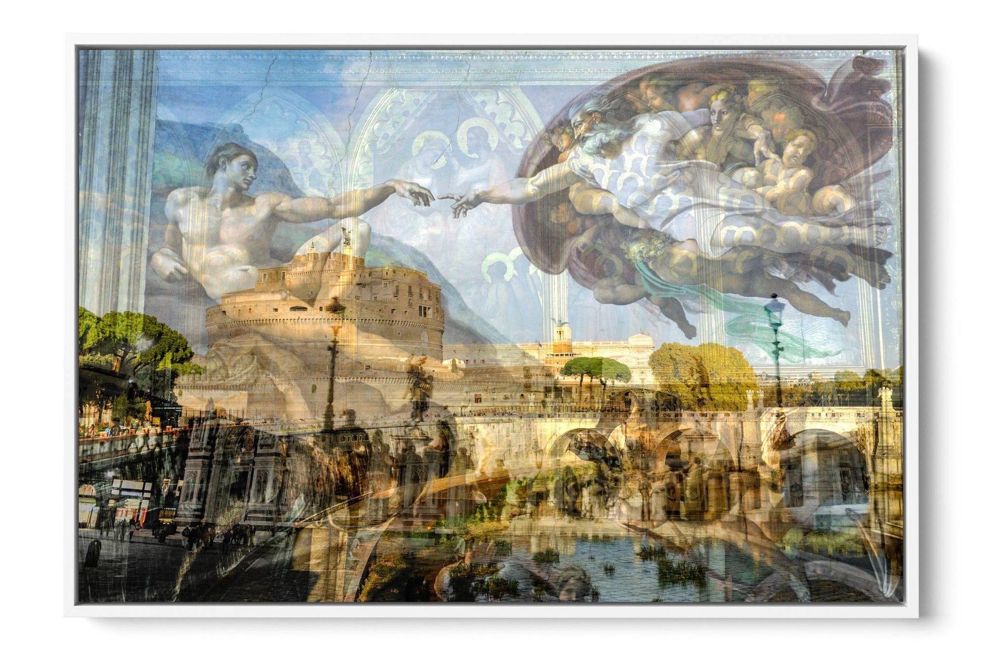 Renaissance Rome photograph under acrylic glass with white floater frame, 24 by 36 inch artwork