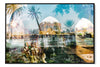 Rhodes, Island of Sun layered photograph under acrylic glass with black floater frame, 40 by 60 inch artwork