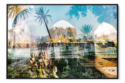 Rhodes, Island of Sun layered photograph under acrylic glass with black floater frame, 40 by 60 inch artwork