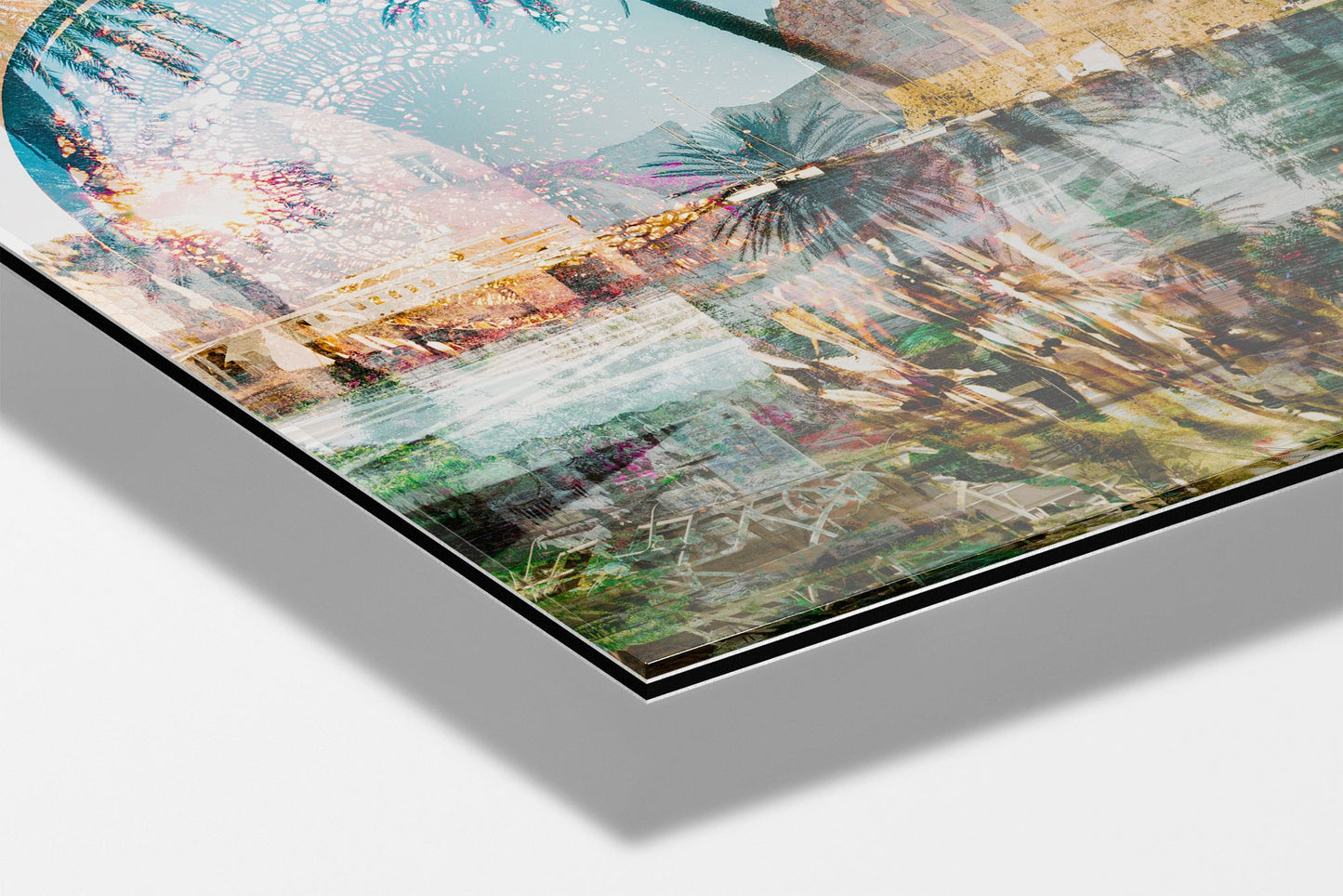 Rhodes, Island of Sun photograph mounted on Aluminum Dibond under acrylic glass, close detail of the layered arches and dreamcatcher