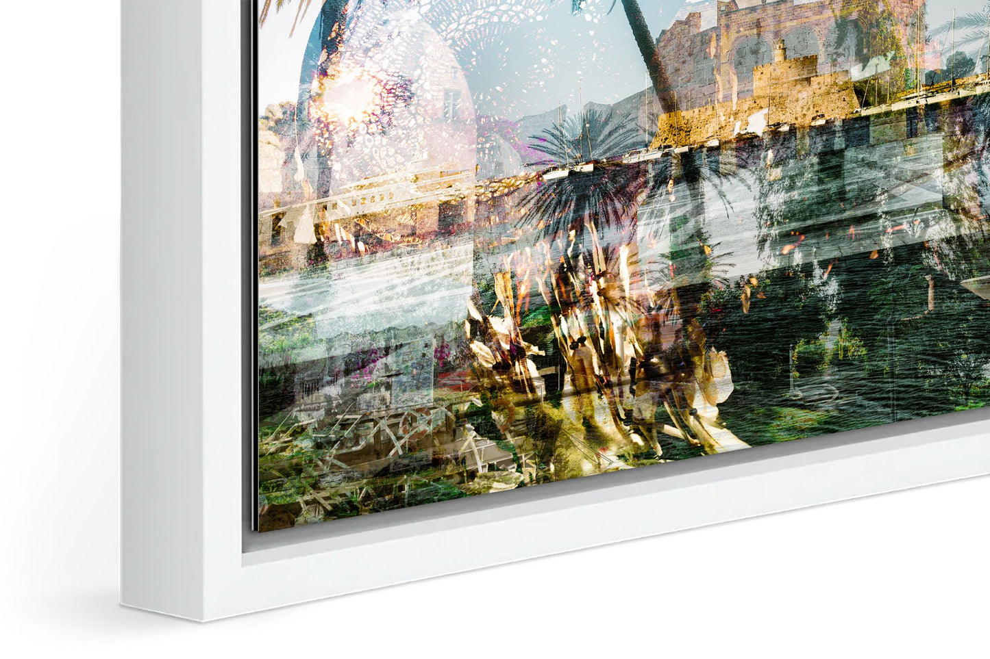 Rhodes, Island of Sun photograph under acrylic glass with white floater frame, close up detail