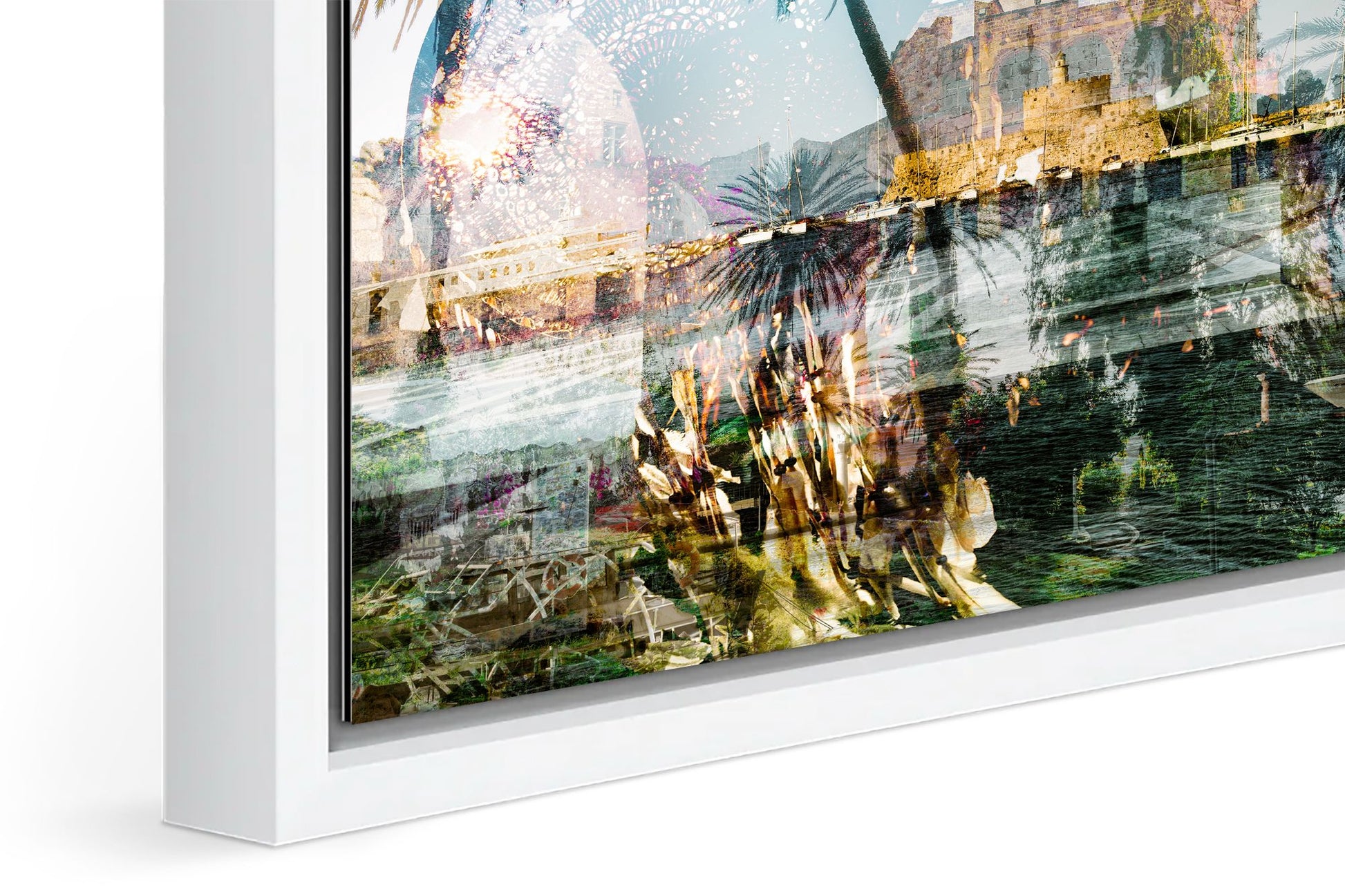 Rhodes, Island of Sun photograph under acrylic glass with white floater frame, close up detail