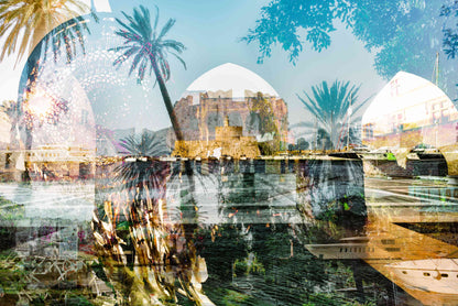 Rhodes, Island of Sun photography print by Charlotte Fonne, the Old Town and harbor layered into one image, from the Breathe Series