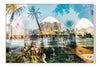 Rhodes, Island of Sun layered photograph under acrylic glass with white floater frame, 40 by 60 inch artwork