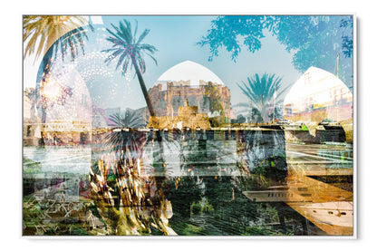 Rhodes, Island of Sun layered photograph under acrylic glass with white floater frame, 40 by 60 inch artwork