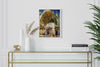 Rhythm of India layered photography print displayed above a console table in a modern entryway