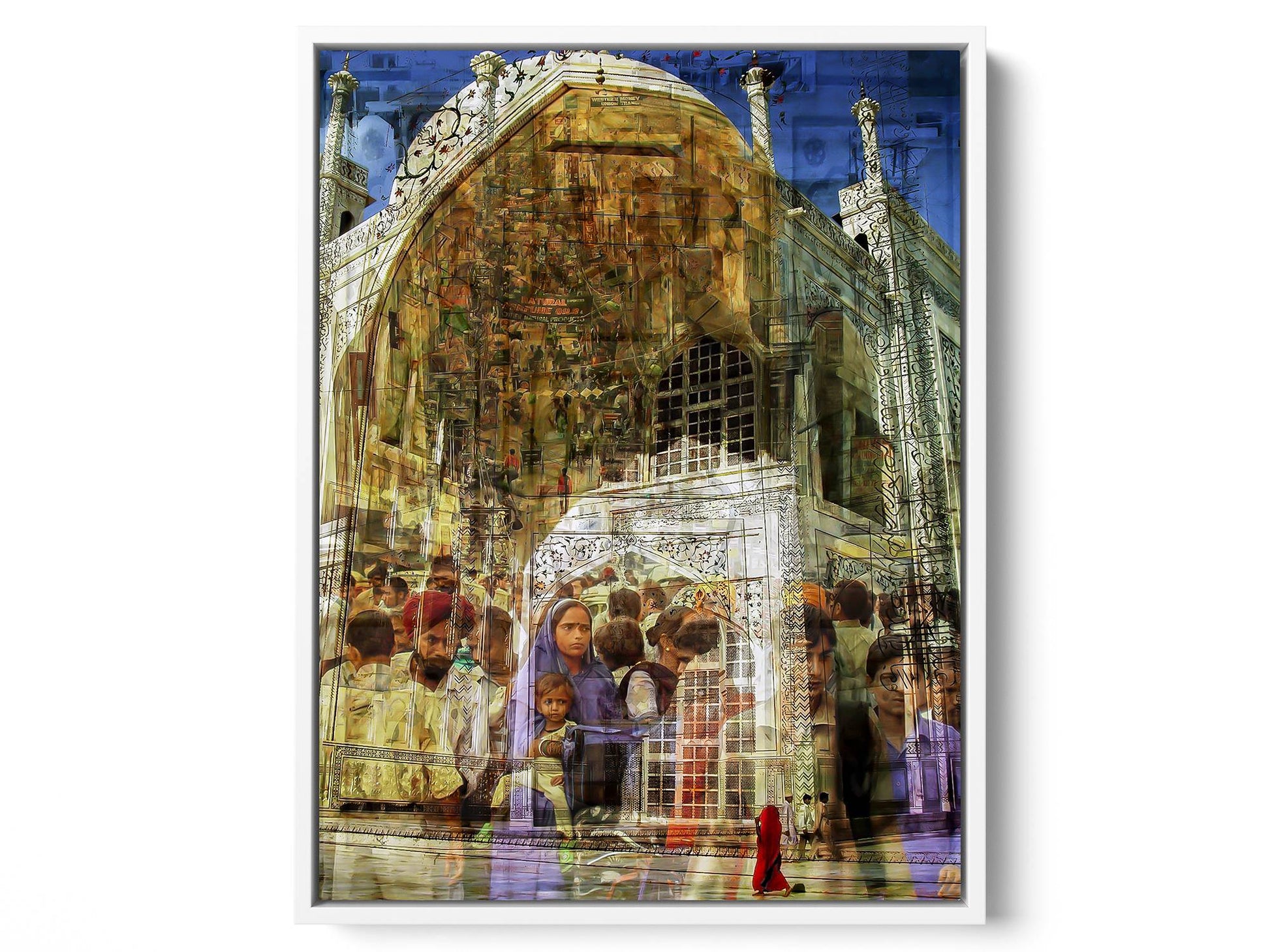 Rhythm of India Agra photograph under acrylic glass with white floater frame, 15 by 20 inch artwork