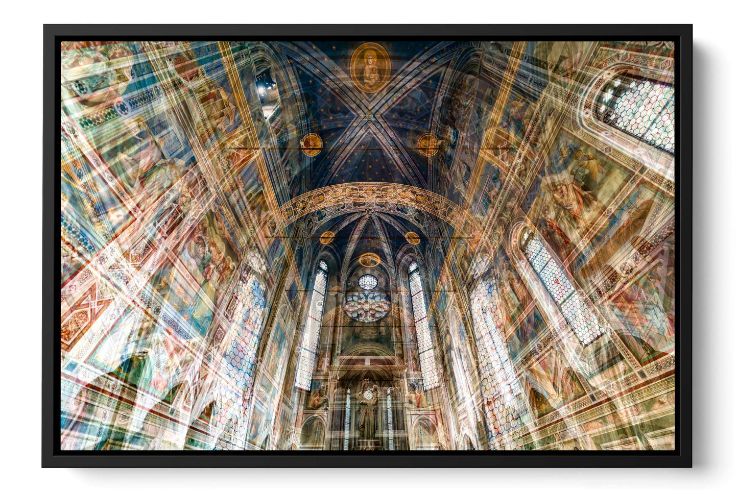 Scrovegni Chapel Giotto frescoes photograph under acrylic glass with black floater frame, 16 by 24 inch artwork