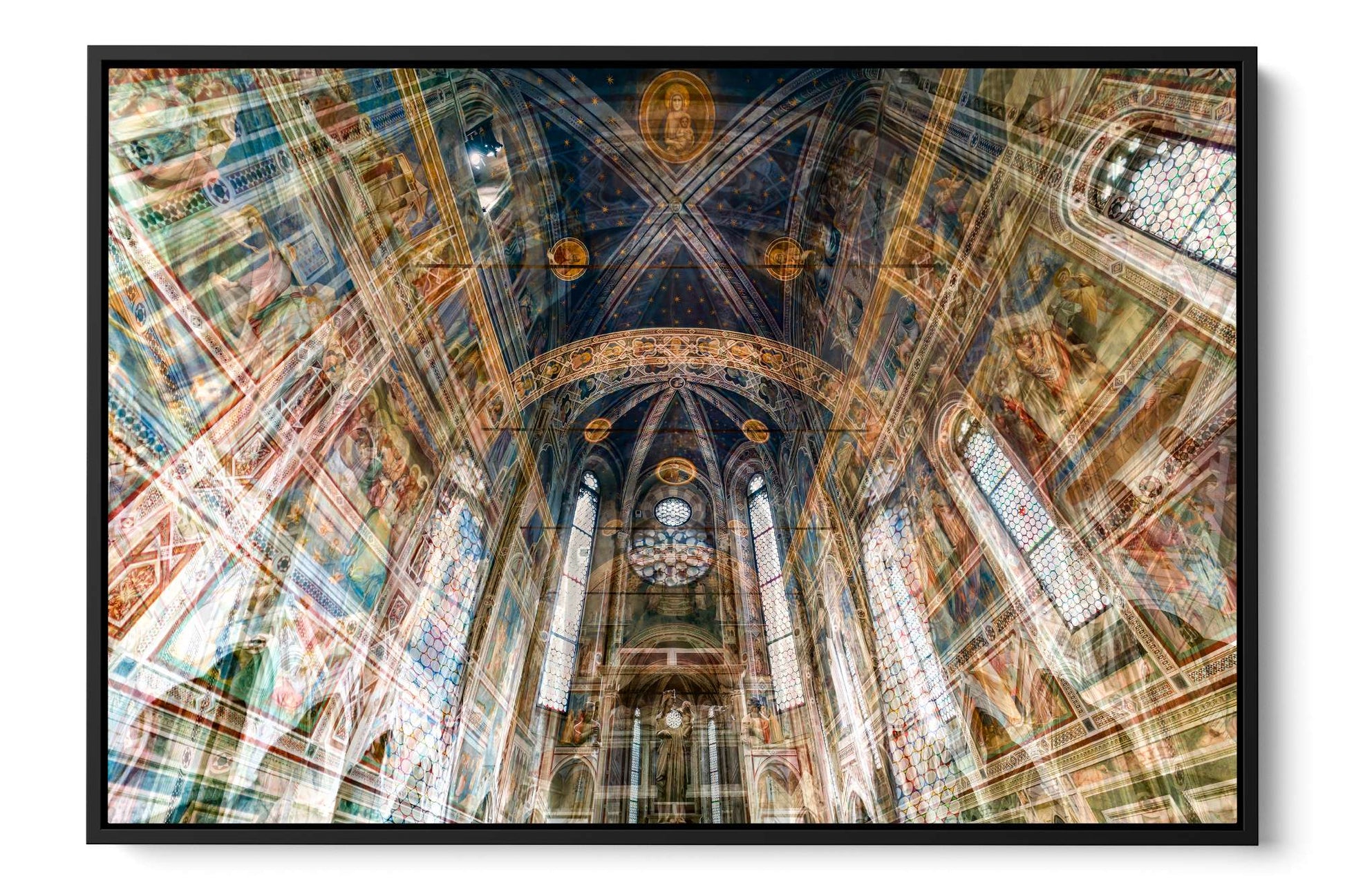 Scrovegni Chapel Padua photograph under acrylic glass with black floater frame, 24 by 36 inch artwork