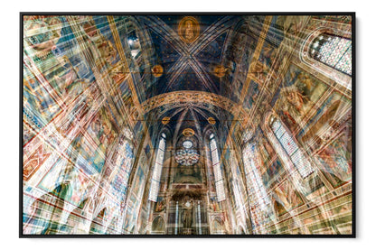 Scrovegni Chapel layered photograph under acrylic glass with black floater frame, 40 by 60 inch artwork