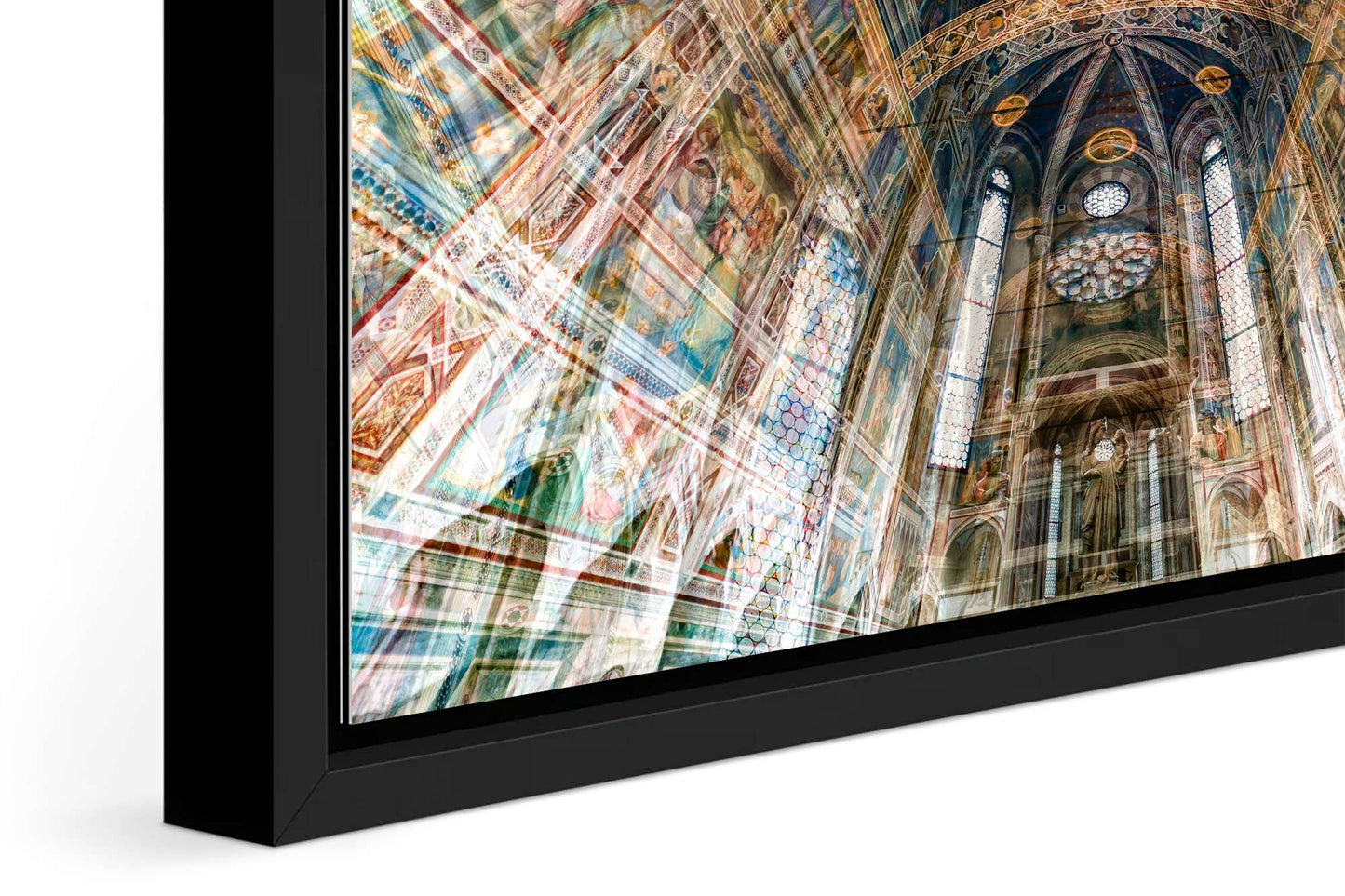Scrovegni Chapel photograph under acrylic glass with black floater frame, close up detail