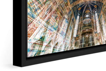 Scrovegni Chapel photograph under acrylic glass with black floater frame, close up detail