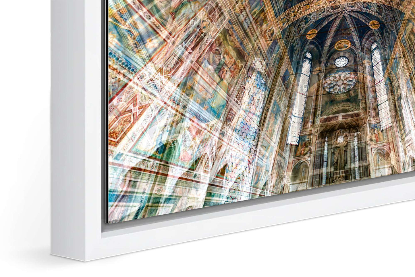 Scrovegni Chapel photograph under acrylic glass with white floater frame, close up detail