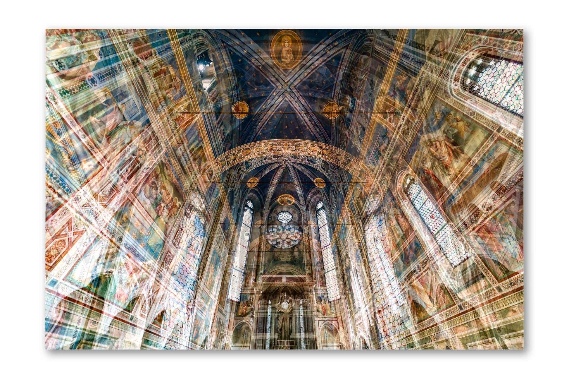 Scrovegni Chapel Giotto frescoes photograph mounted under acrylic glass, front view