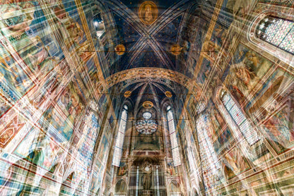 Scrovegni Chapel photography print by Charlotte Fonne, Giotto's frescoes in Padua, layered fine art from the Broken Series