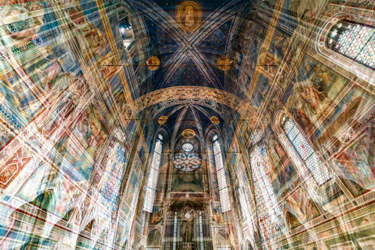 Scrovegni Chapel photography print by Charlotte Fonne, Giotto's frescoes in Padua, layered fine art from the Broken Series