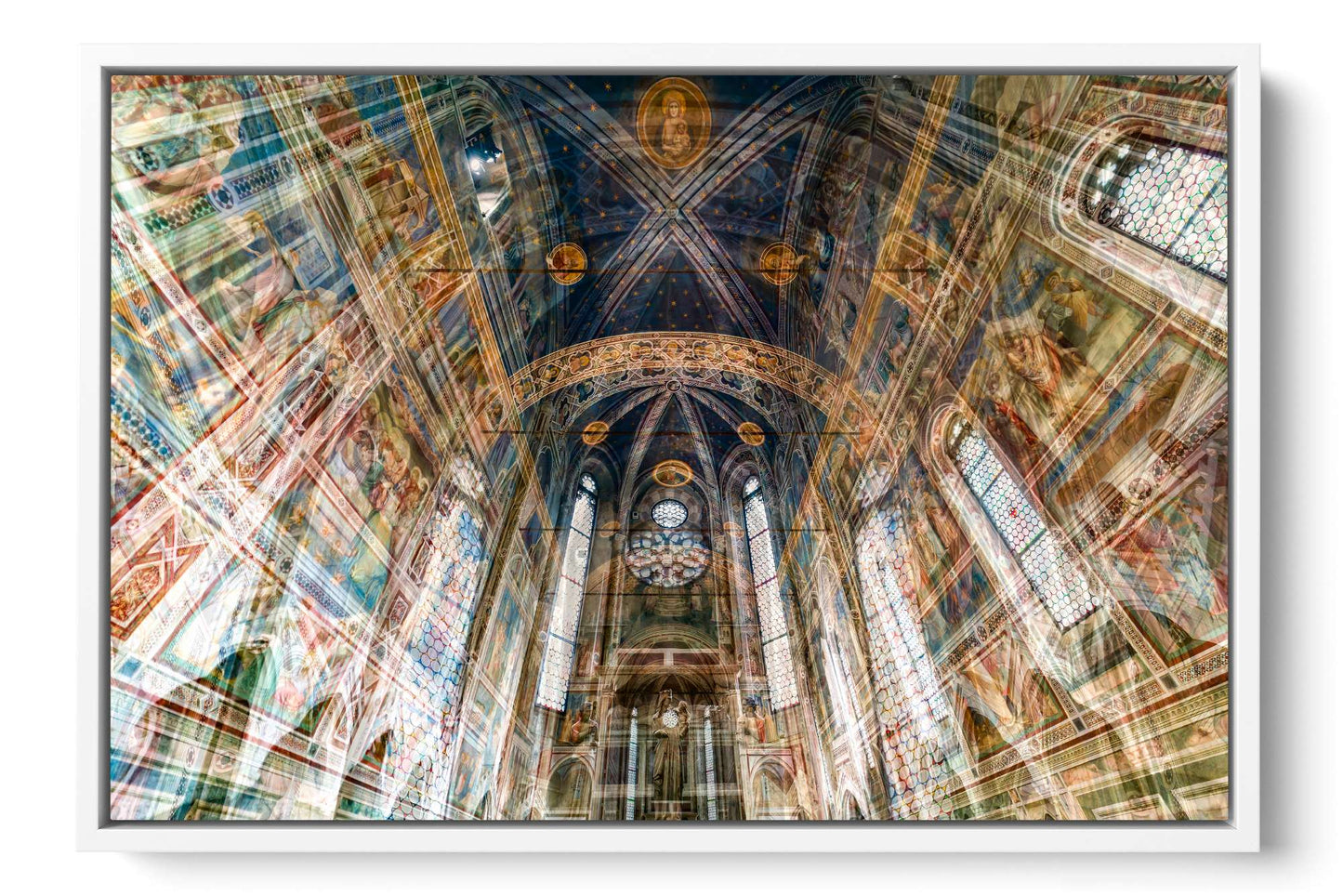 Scrovegni Chapel Giotto frescoes photograph under acrylic glass with white floater frame, 16 by 24 inch artwork