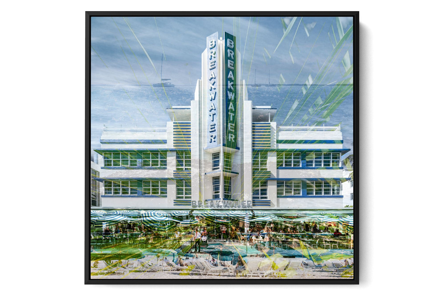 The Breakwater Ocean Drive photograph under acrylic glass with black floater frame, larger sizes