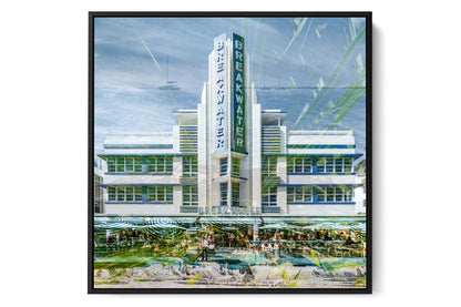 The Breakwater Ocean Drive photograph under acrylic glass with black floater frame, larger sizes