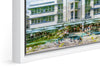 The Breakwater photograph under acrylic glass with white floater frame, close up detail