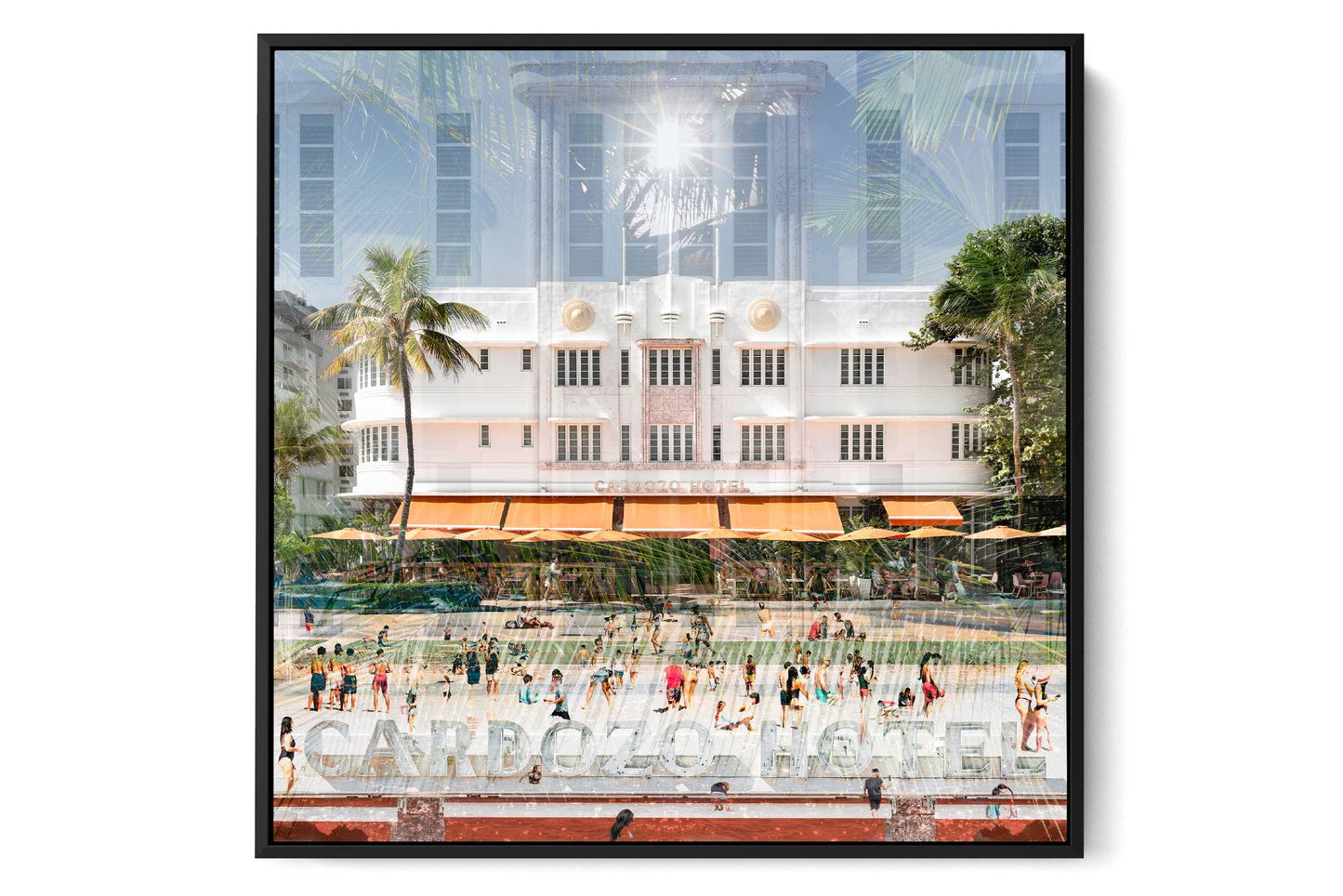 The Cardozo Ocean Drive photograph under acrylic glass with black floater frame, larger sizes