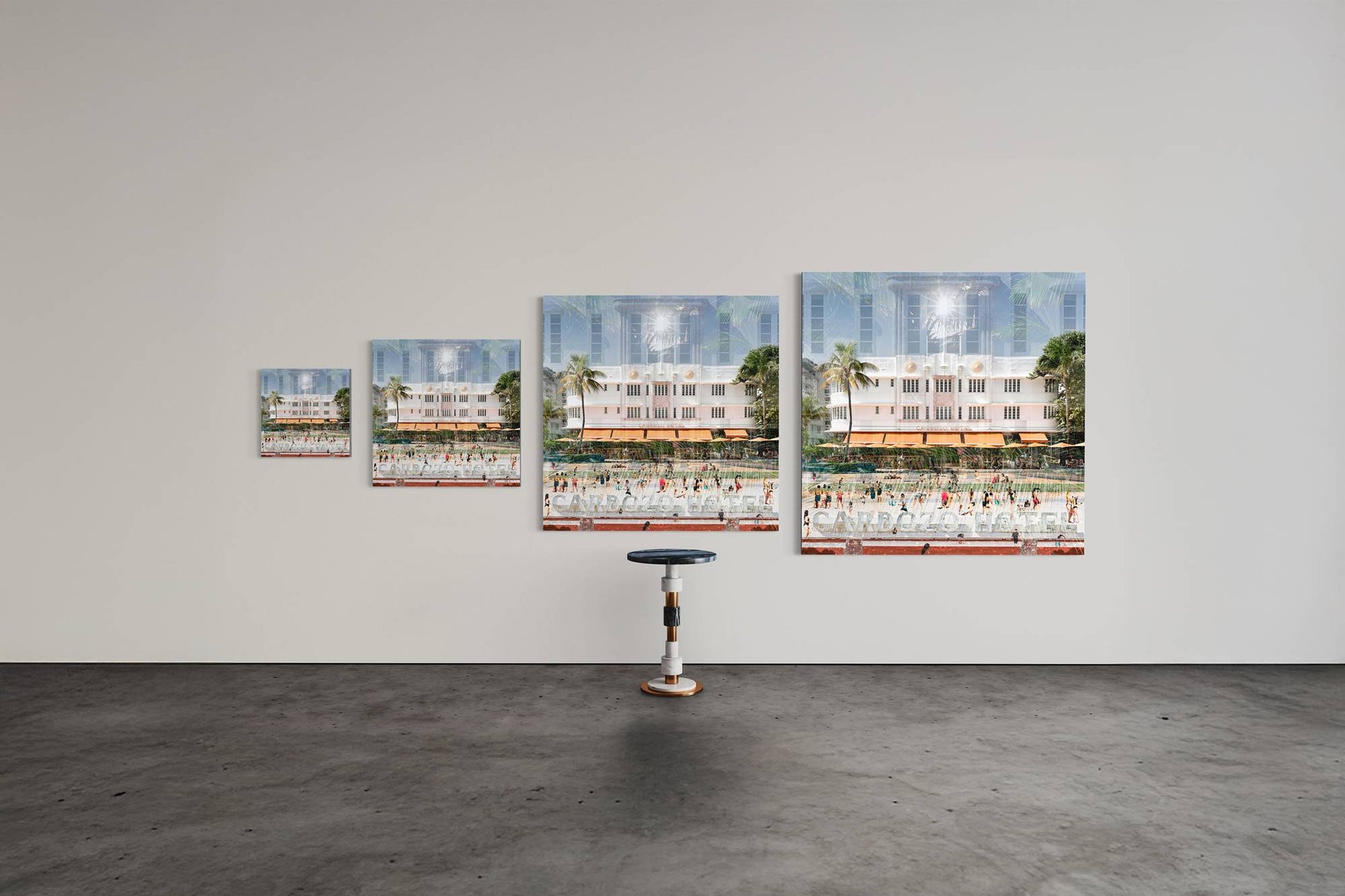 The Cardozo limited edition photography print shown in four sizes, 15, 25, 40 and 48 inches square