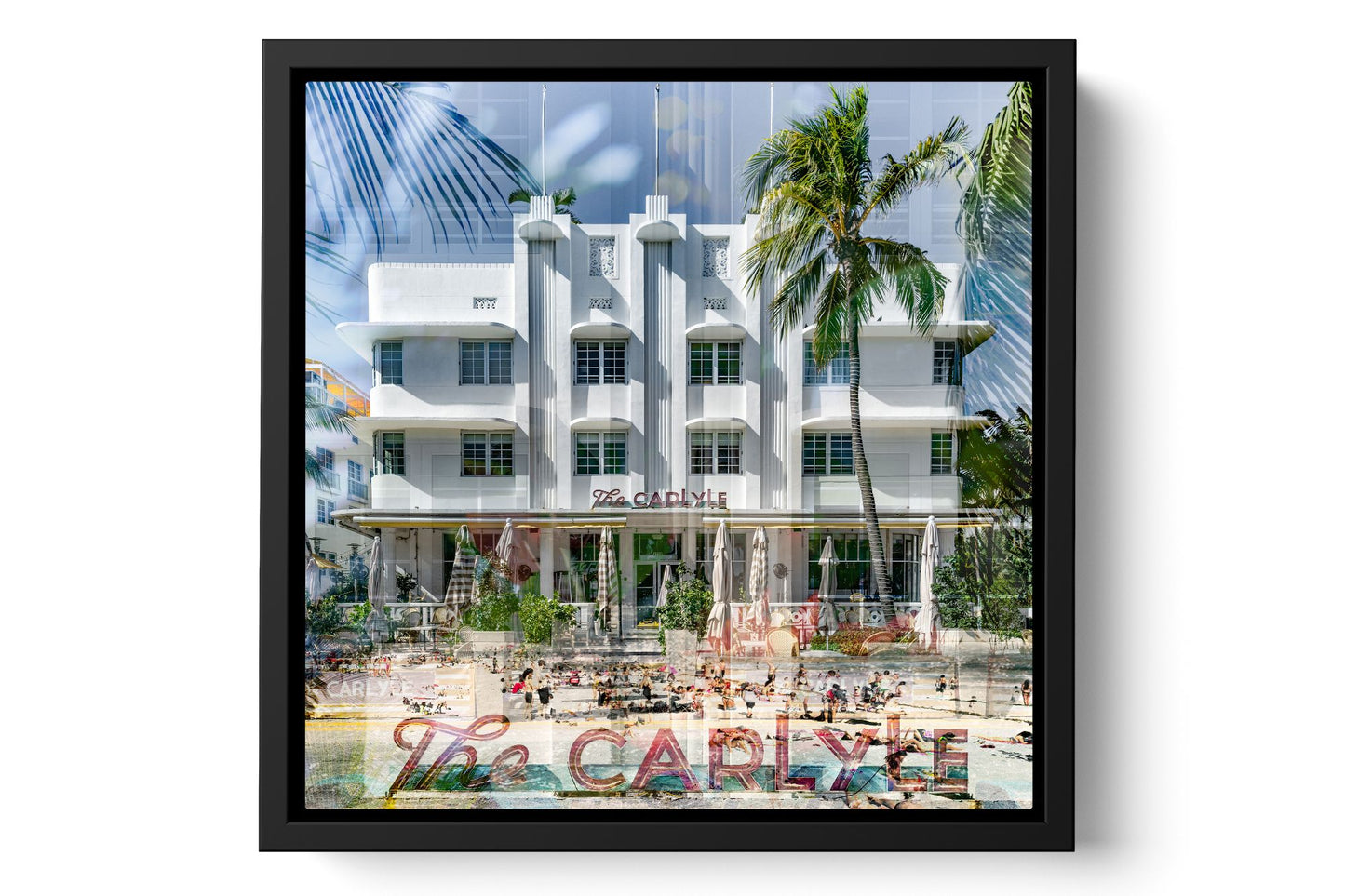The Carlyle Ocean Drive photograph under acrylic glass with black floater frame, 15 inch artwork