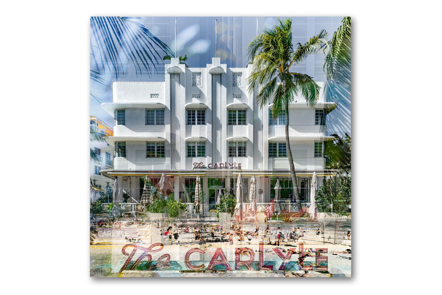 The Carlyle Art Deco hotel photograph mounted under acrylic glass, front view