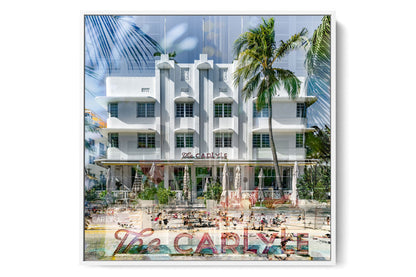 The Carlyle Ocean Drive photograph under acrylic glass with white floater frame, larger sizes