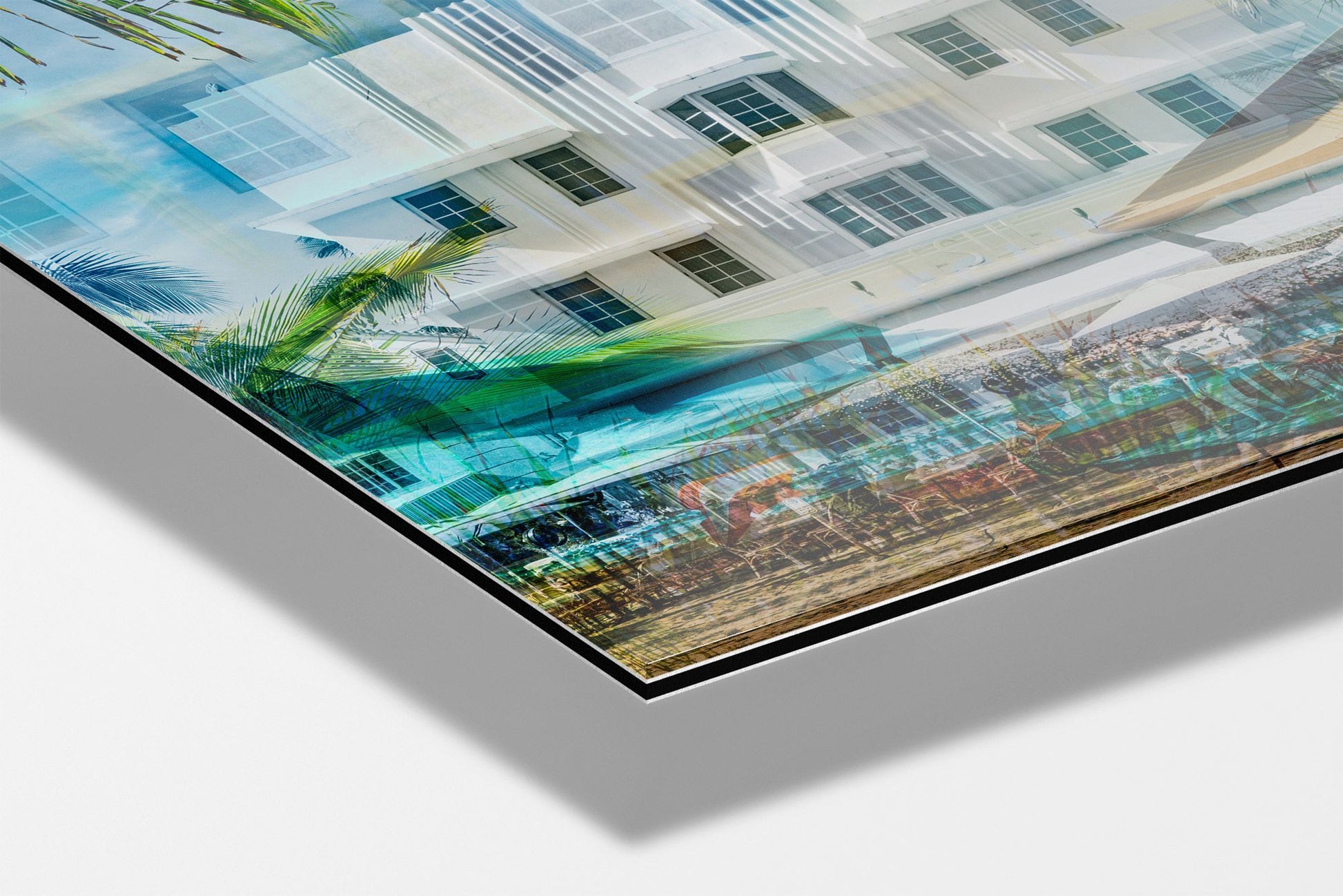 The Leslie photograph mounted on aluminum dibond under acrylic glass, close detail