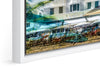 The Leslie photograph under acrylic glass with white floater frame, close up detail