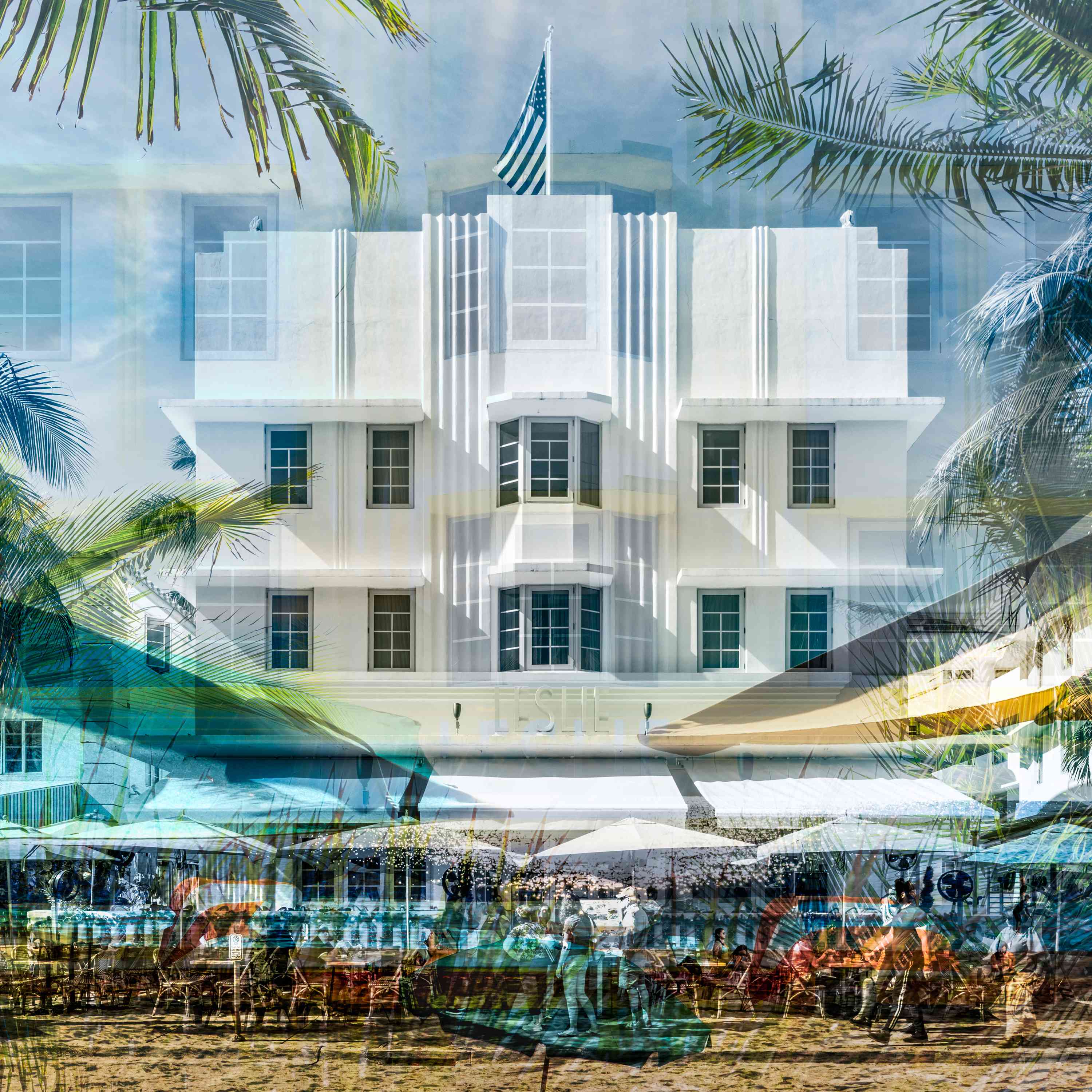 The Leslie Miami Beach Art Deco photography print by Charlotte Fonne, layered fine art from the Structural Series