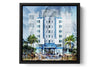 The Park Central Ocean Drive photograph under acrylic glass with black floater frame, 15 inch artwork