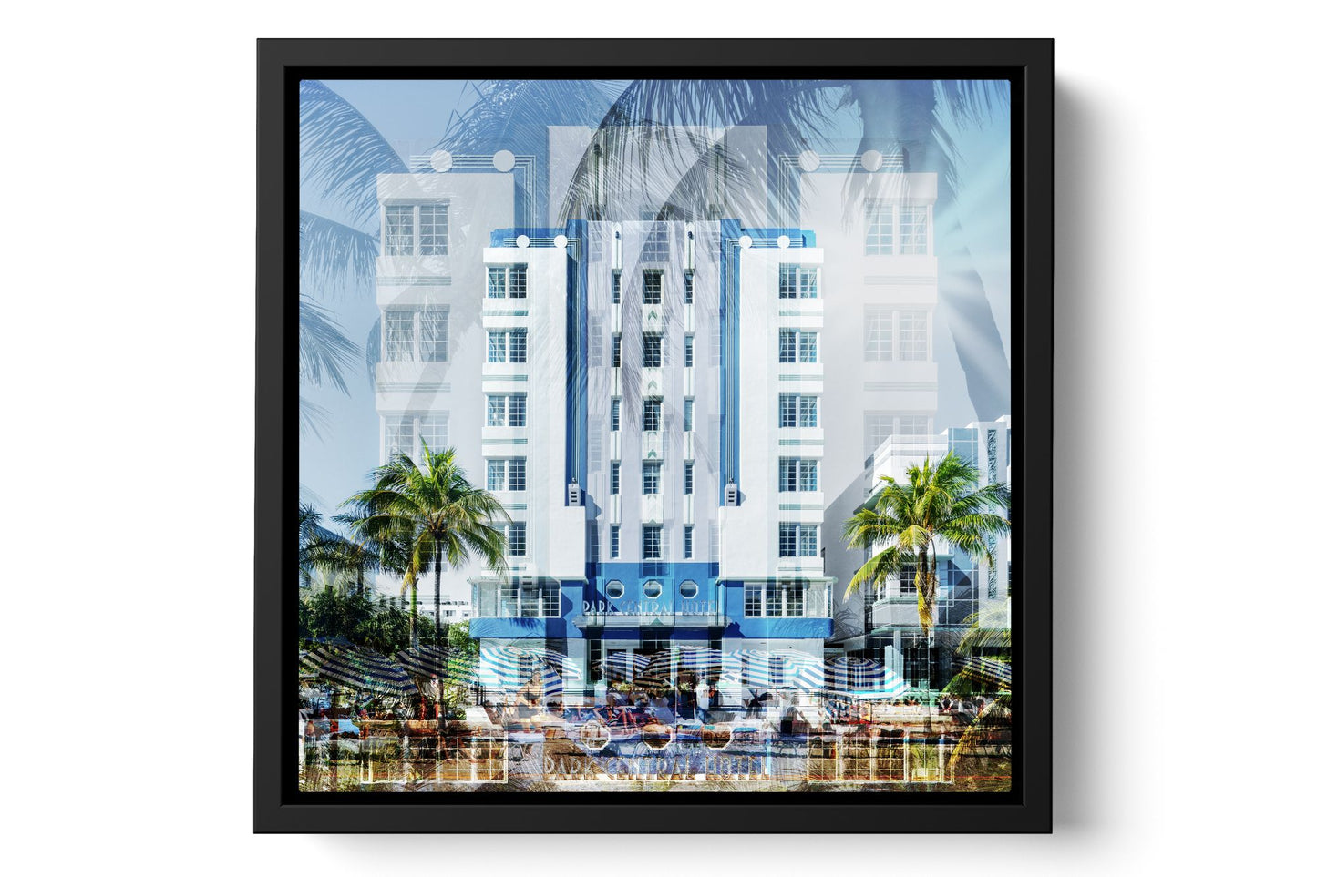 The Park Central Ocean Drive photograph under acrylic glass with black floater frame, 15 inch artwork