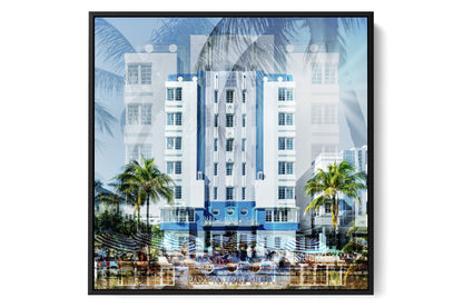The Park Central Ocean Drive photograph under acrylic glass with black floater frame, larger sizes