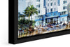 The Park Central photograph under acrylic glass with black floater frame, close up detail