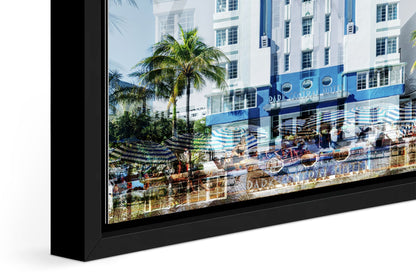 The Park Central photograph under acrylic glass with black floater frame, close up detail