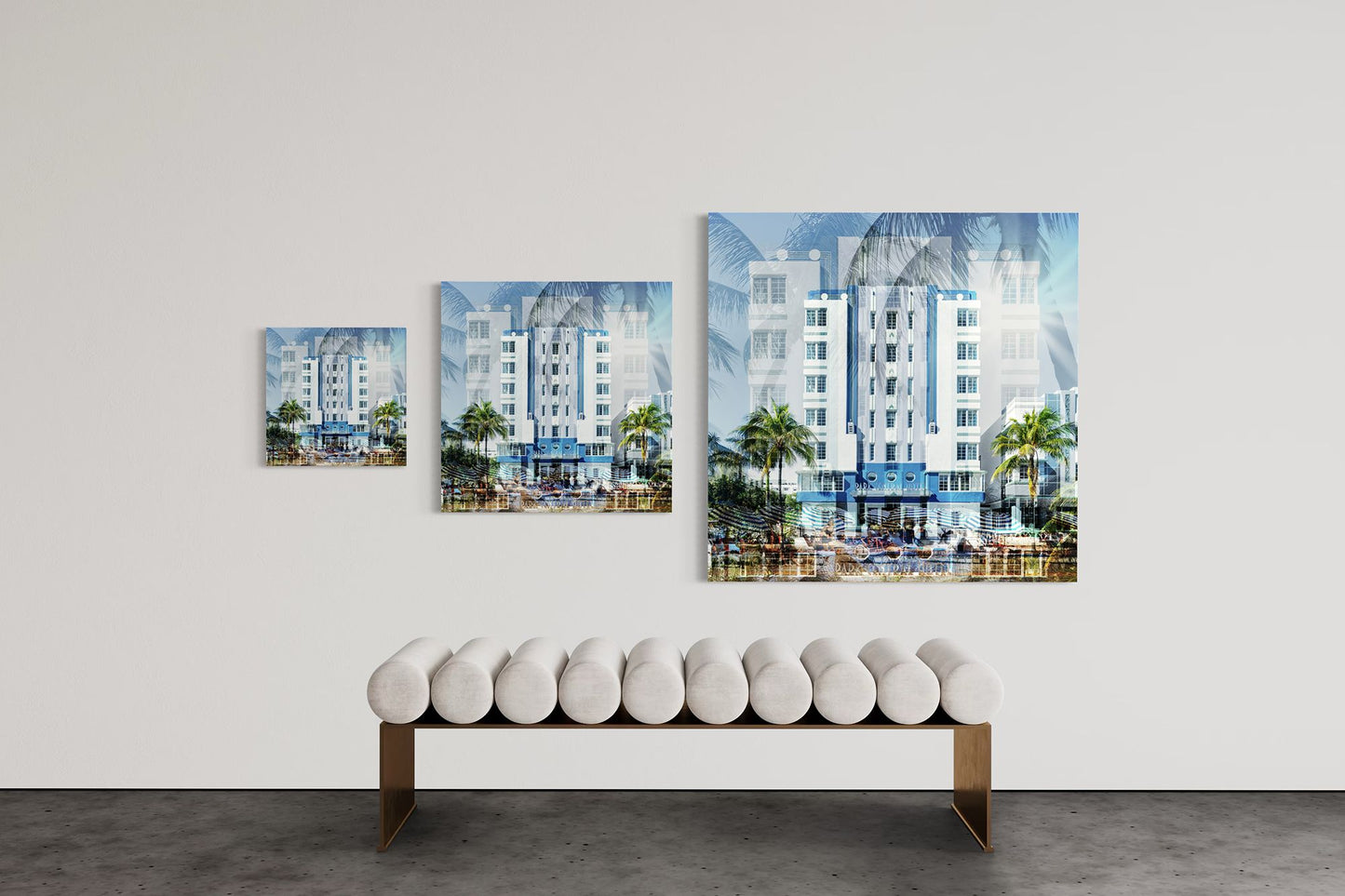 The Park Central limited edition photography print shown in three sizes, 15, 25 and 40 inches square