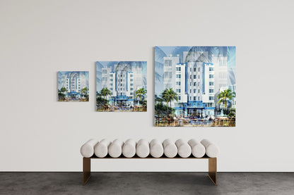 The Park Central limited edition photography print shown in three sizes, 15, 25 and 40 inches square