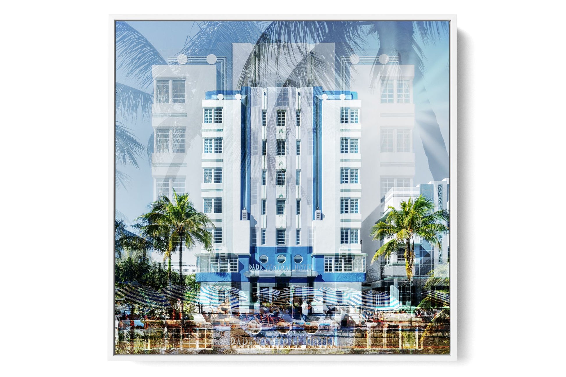 The Park Central Ocean Drive photograph under acrylic glass with white floater frame, larger sizes