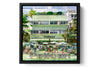 The Pelican Ocean Drive photograph under acrylic glass with black floater frame, 15 inch artwork