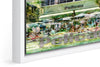 The Pelican photograph under acrylic glass with white floater frame, close up detail