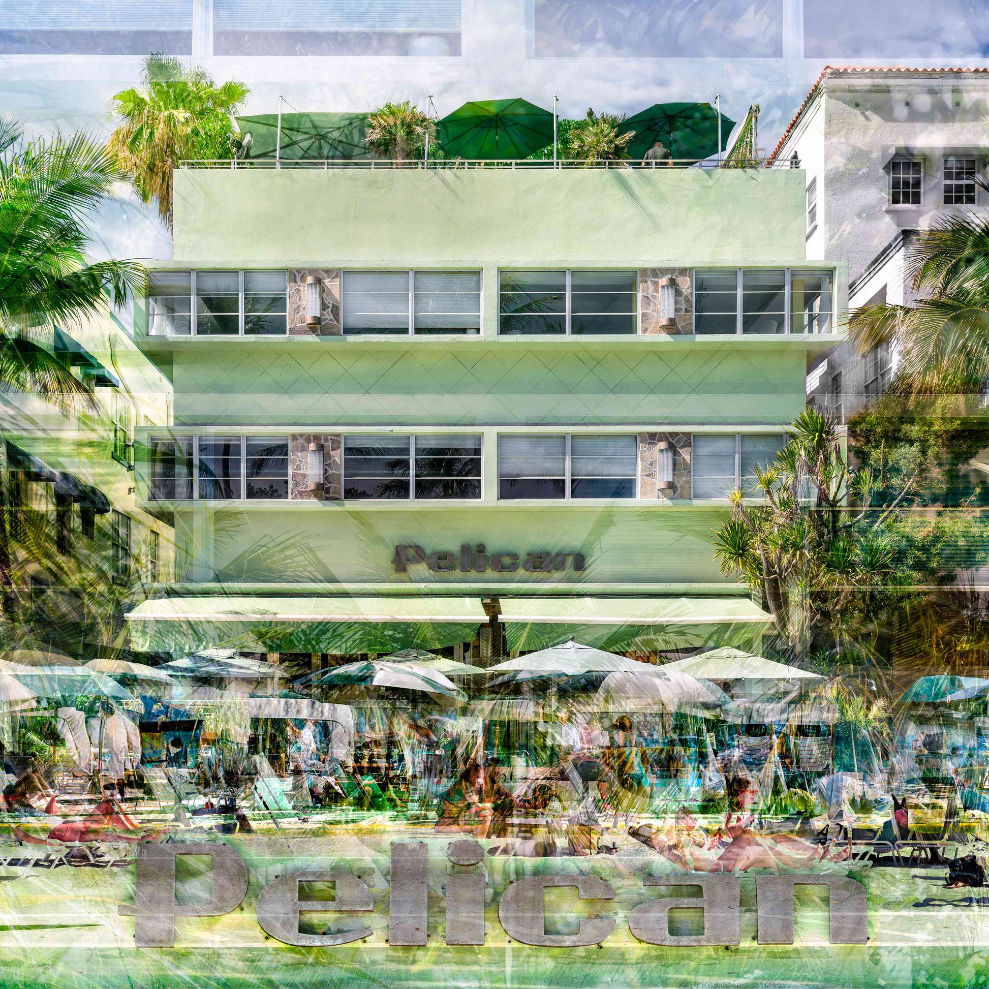 The Pelican Miami Beach Art Deco photography print by Charlotte Fonne, layered fine art from the Structural Series