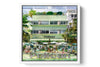 The Pelican Ocean Drive photograph under acrylic glass with white floater frame, 15 inch artwork