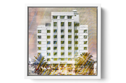 The Tides Ocean Drive photograph under acrylic glass with white floater frame, 15 inch artwork