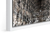 Trinity Library photograph under acrylic glass with white floater frame, close up detail