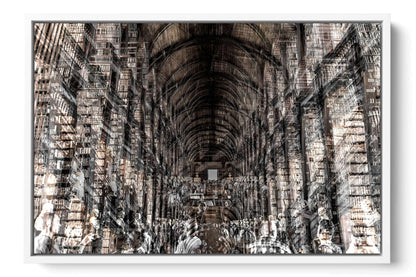 Trinity Library Trinity College Dublin photograph under acrylic glass with white floater frame, 16 by 24 inch artwork